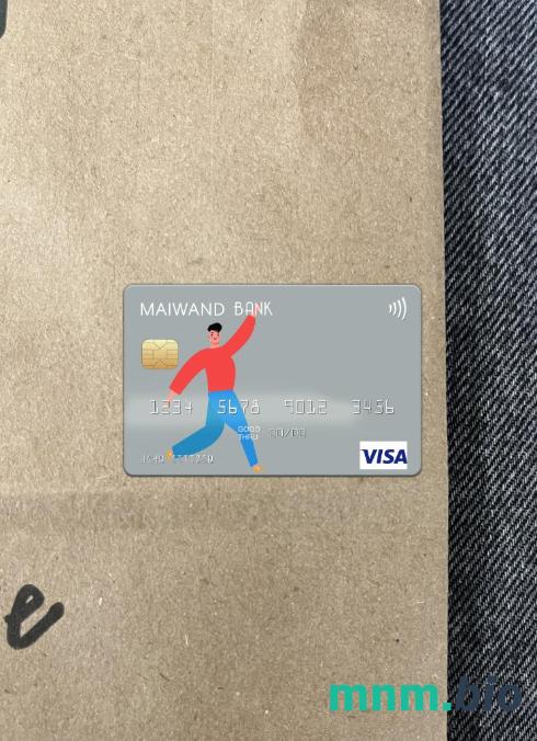 Afghanistan Maiwand bank wygląd zdjęcia karty wizowej skan PSD + zdjęcie